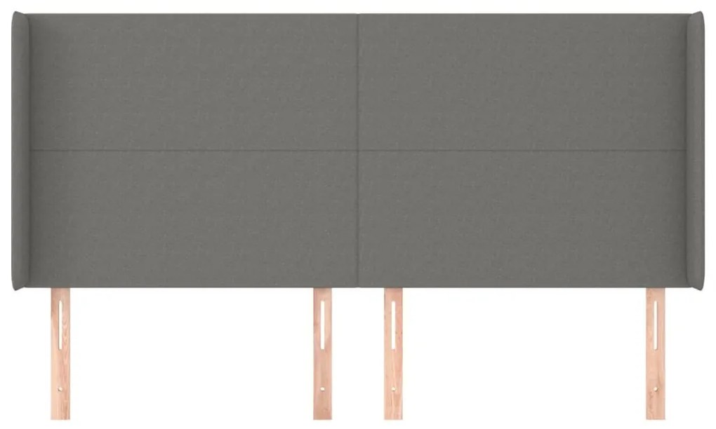 sötétszürke szövet fejtámla szárnyakkal 163x16x118/128 cm