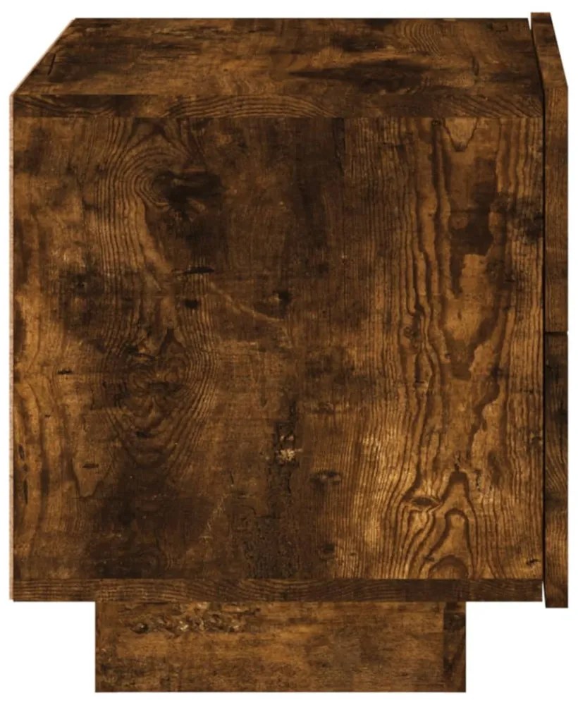 füstös tölgy színű éjjeliszekrény LED-fényekkel 70x36x40,5 cm