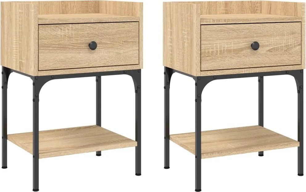 vidaXL 2 db sonoma tölgy színű szerelt fa éjjeliszekrény 40,5x31x60 cm