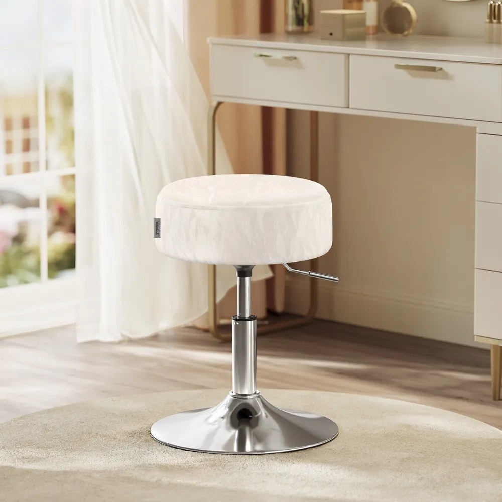 AURA állítható magasságú sminkszék fésülködőasztalhoz, Ø35cm, krémszínű Vasagle