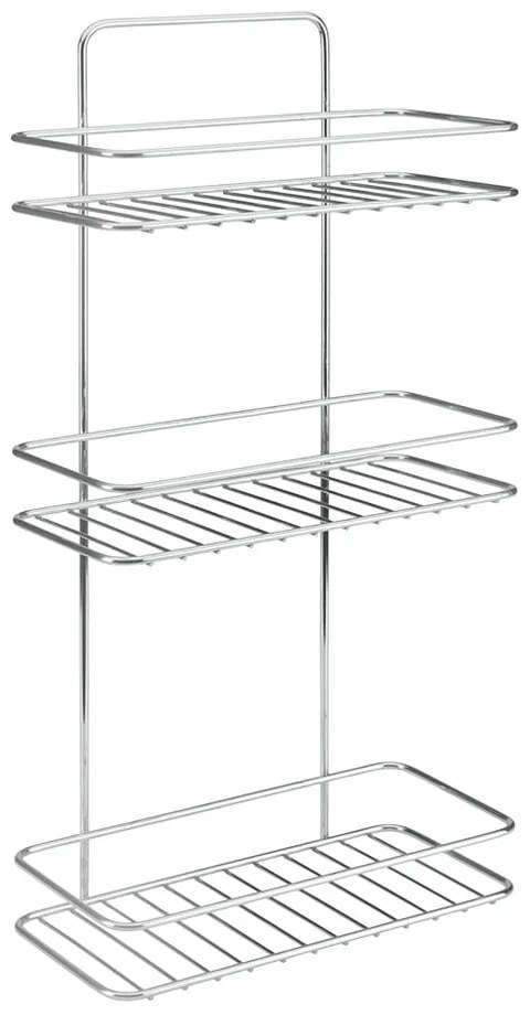 Fényes ezüstszínű függő öntapadós acél fürdőszobai polc Luxy – Metaltex