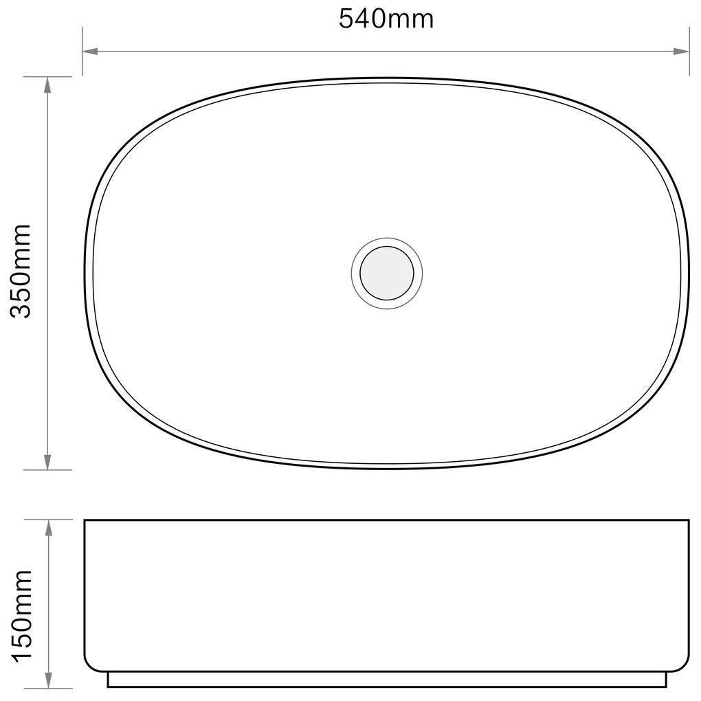 Erga Ciele, asztali mosogató 540x350x150 mm, fehér fényes, ERG-V03-9683-WH