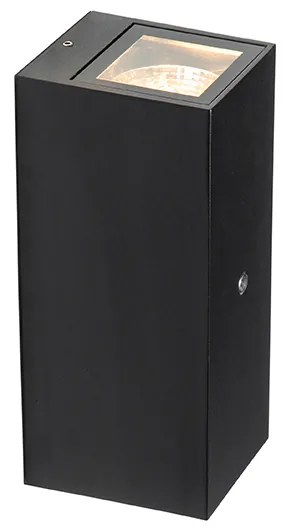 Fali lámpa fekete 2-lámpás IP44 szürkületérzékelővel - Baleno II