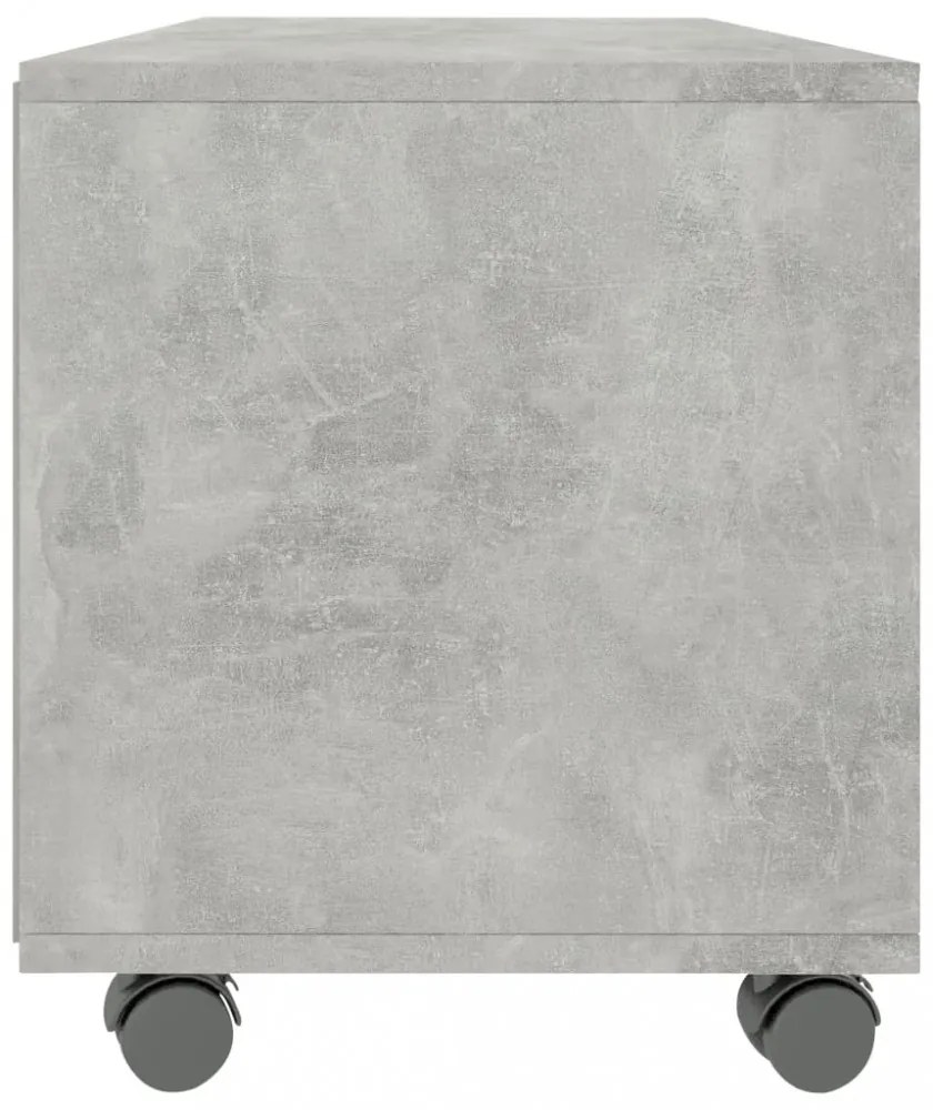 betonszürke szerelt fa TV-szekrény görgőkkel 90 x 35 x 35 cm