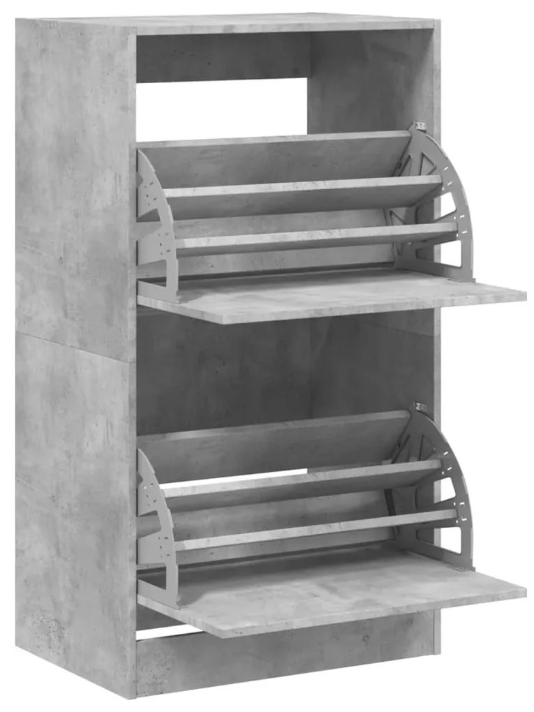 betonszürke cipőszekrény 2 kihajtható fiókkal 60 x 42 x 108 cm