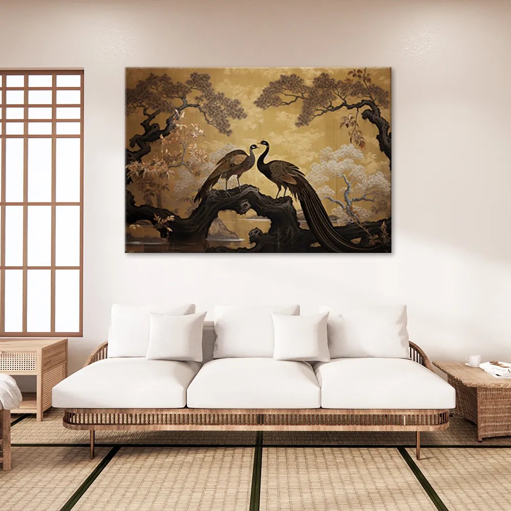 Gario Vászonkép Pávák a fán Méret: 100 x 70 cm