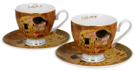 Gustav Klimt porcelán csésze két személyes szett díszdobozban A Csók 220 ml