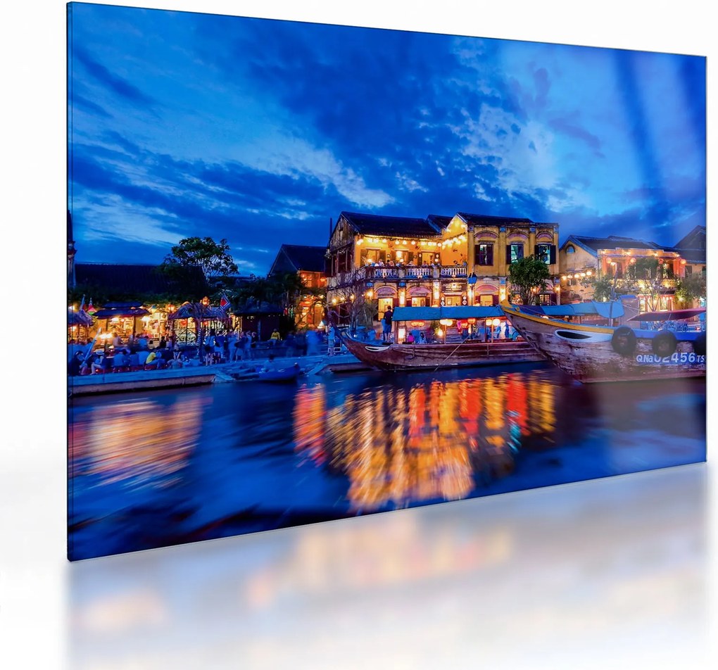 Egy kép Hoi An éjszakai városáról, Vietnam (üvegen) (70x50 cm)