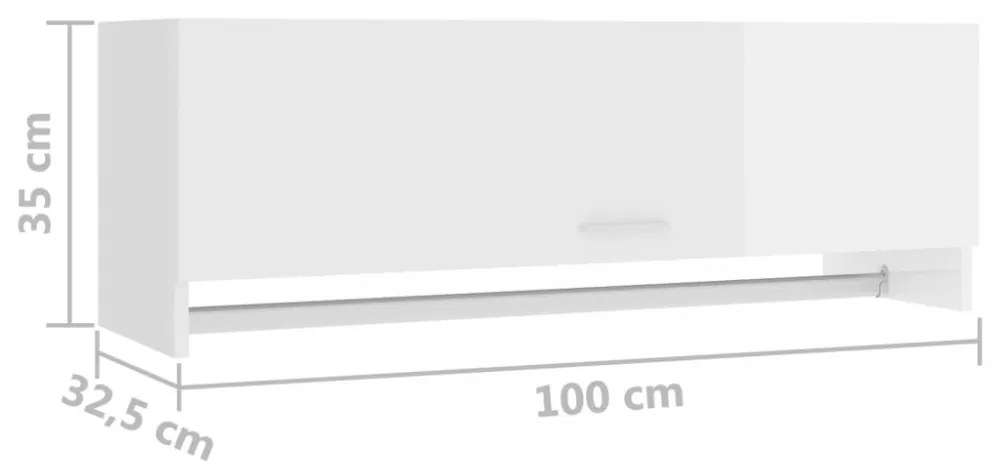 magasfényű fehér szerelt fa ruhásszekrény 100 x 32,5 x 35 cm