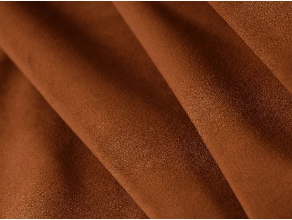 Terrakotta színű bársony sarokkanapé (bal oldali-heverő résszel) Naomi – Micadoni