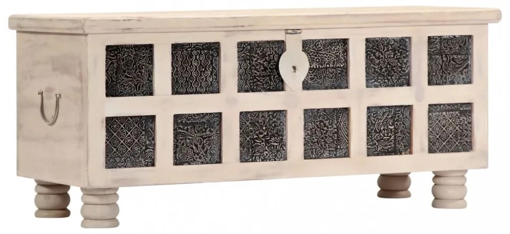 fehér tömör akácfa tárolóláda 110 x 40 x 45 cm