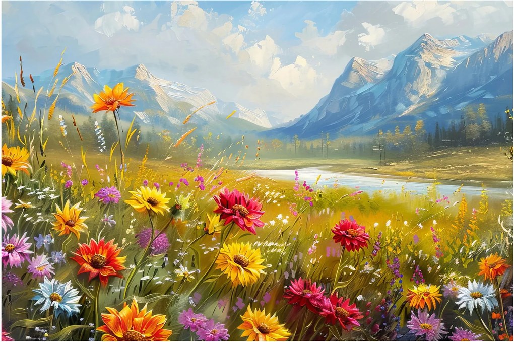 Kép - Festett táj (90x60 cm)