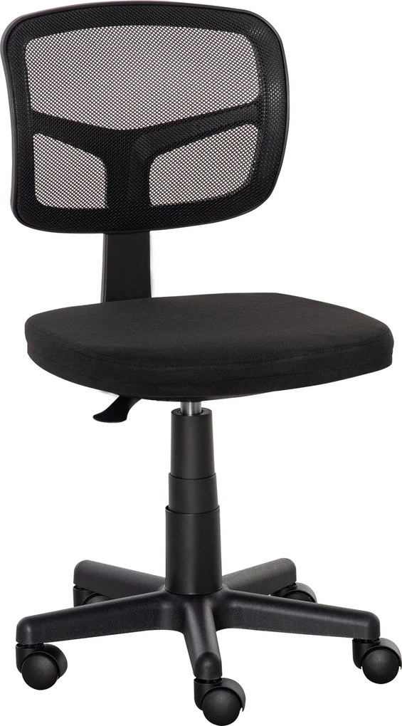 Vinsetto Ergonomikus Hálós Irodai Szék 360°-os Forgó Íróasztali Szék Állítható Magassággal Lélegző Deréktámasszal és Karfa Nélküli Kerekekkel 43x48x77