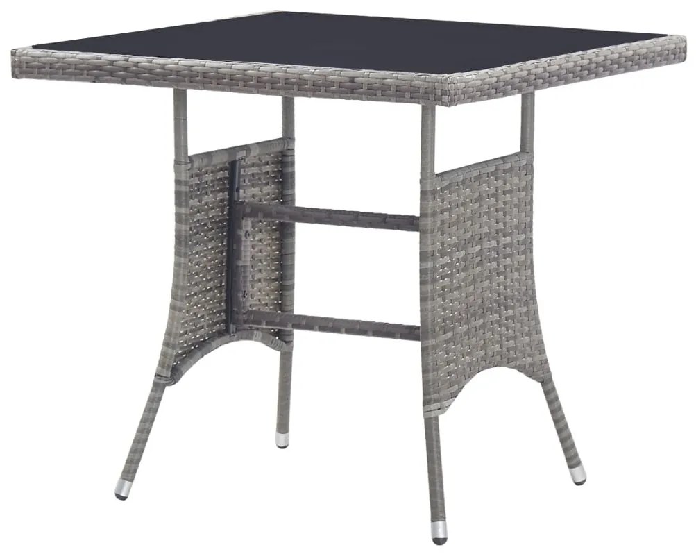 szürke polyrattan kerti asztal 80 x 80 x 74 cm