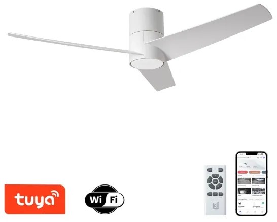 ZEVENTI - LED mennyezeti ventilátor BARROSA LED/18W/230V Wi-Fi Tuya fehér + távirányító