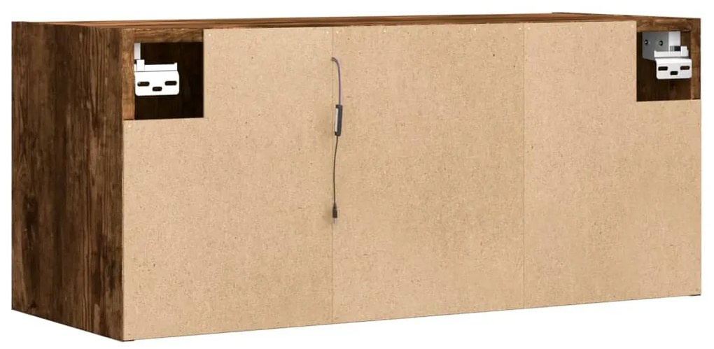 füstös tölgy színű fali TV-szekrény LED-ekkel 80x31x35 cm