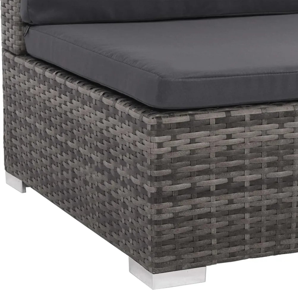 6-részes szürke polyrattan kerti bútorszett párnákkal