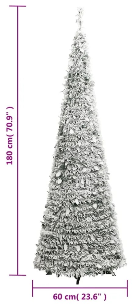 könnyen felállítható műkarácsonyfa hóval 150 LED-del 180 cm