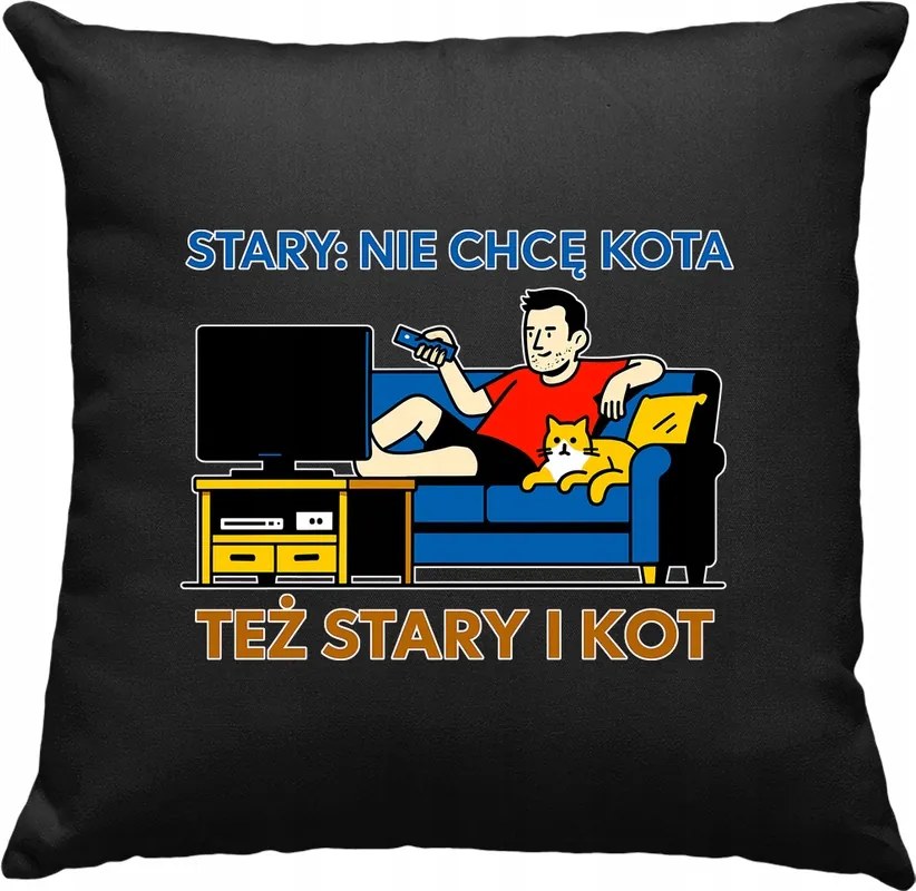 Régi És Macska Humor Párna Fekete