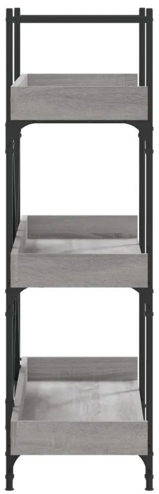 3-szintes szürke sonoma szerelt fa könyvespolc 100x33x108,5 cm