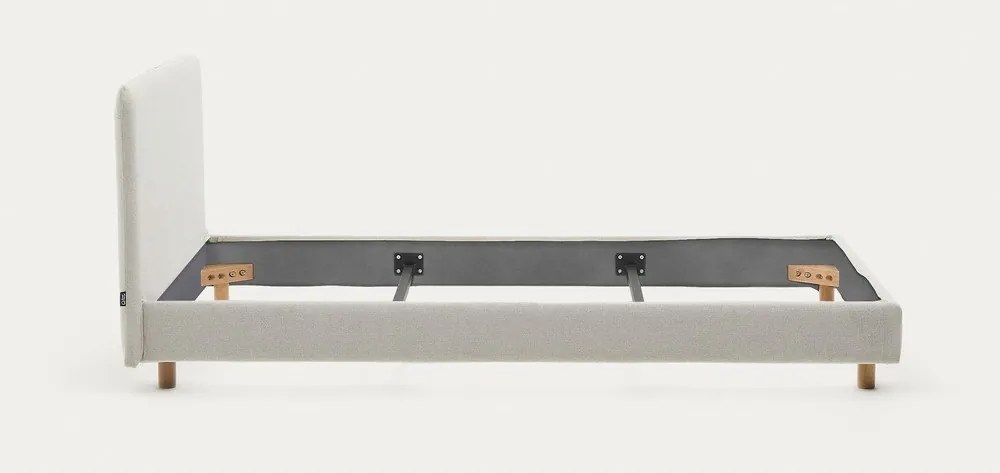 Szürke kárpitozott egyszemélyes ágy ágyrács nélkül 90x200 cm Valma – Kave Home