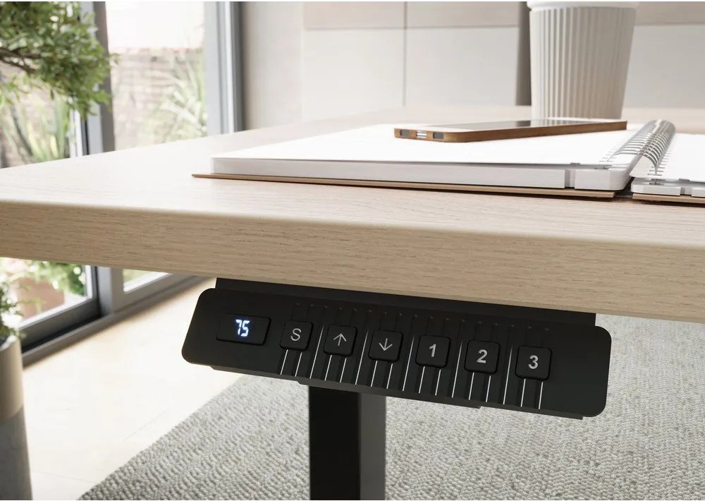 Íróasztal elektromosan állítható magassággal, tölgyfa dekorral 80x160 cm – Germania