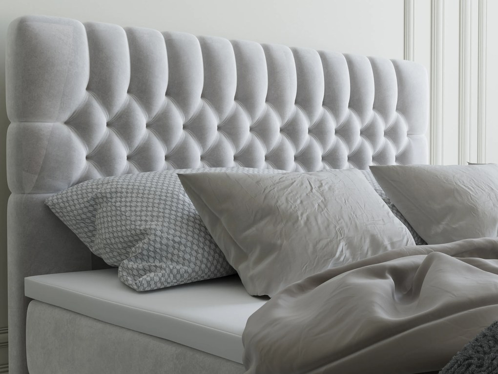 Franciaágy Boxspring 180 cm Daliny (világosszürke) (tárolóhellyel). 1044203