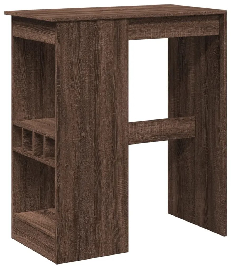 barna tölgy szerelt fa bárasztal tárolókkal 90x47,5x103,5 cm