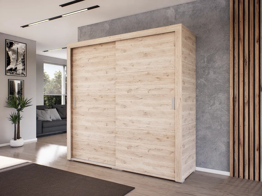 Luxara Tolóajtós Gardrób (Fehér Tölgy) modern