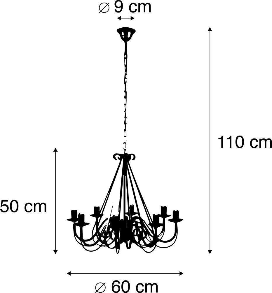 Okos csillár rozsdabarna 8-lámpás, Wifi-vel B35 - Giuseppe
