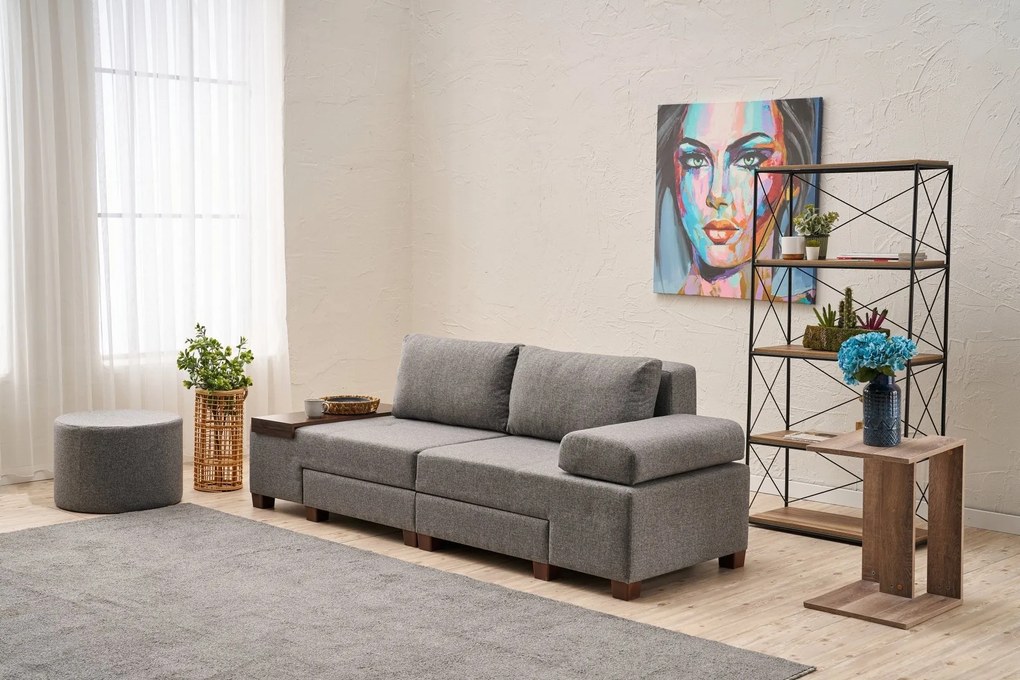 3 személyes kanapéágy Perenna Linen - Szürke