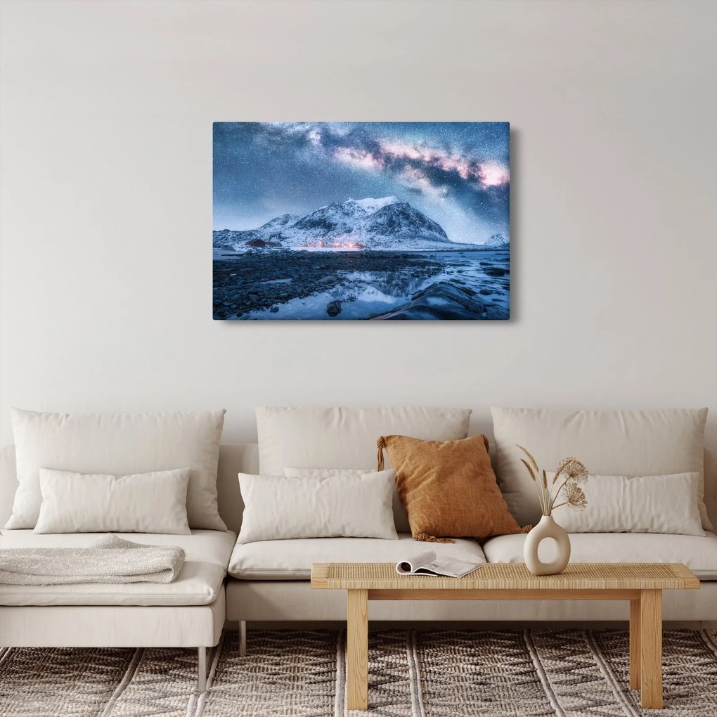 A hegyek képe a csillagos ég (90x60 cm)