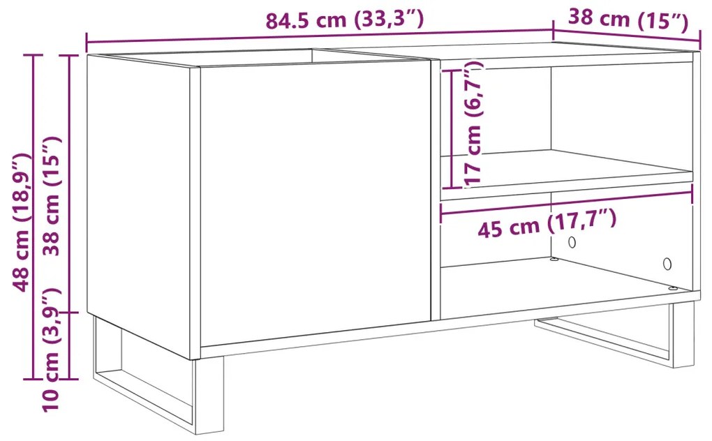 Rekord Szekrény Fekete Tölgy 84,5x38x48 cm Művelt Fa