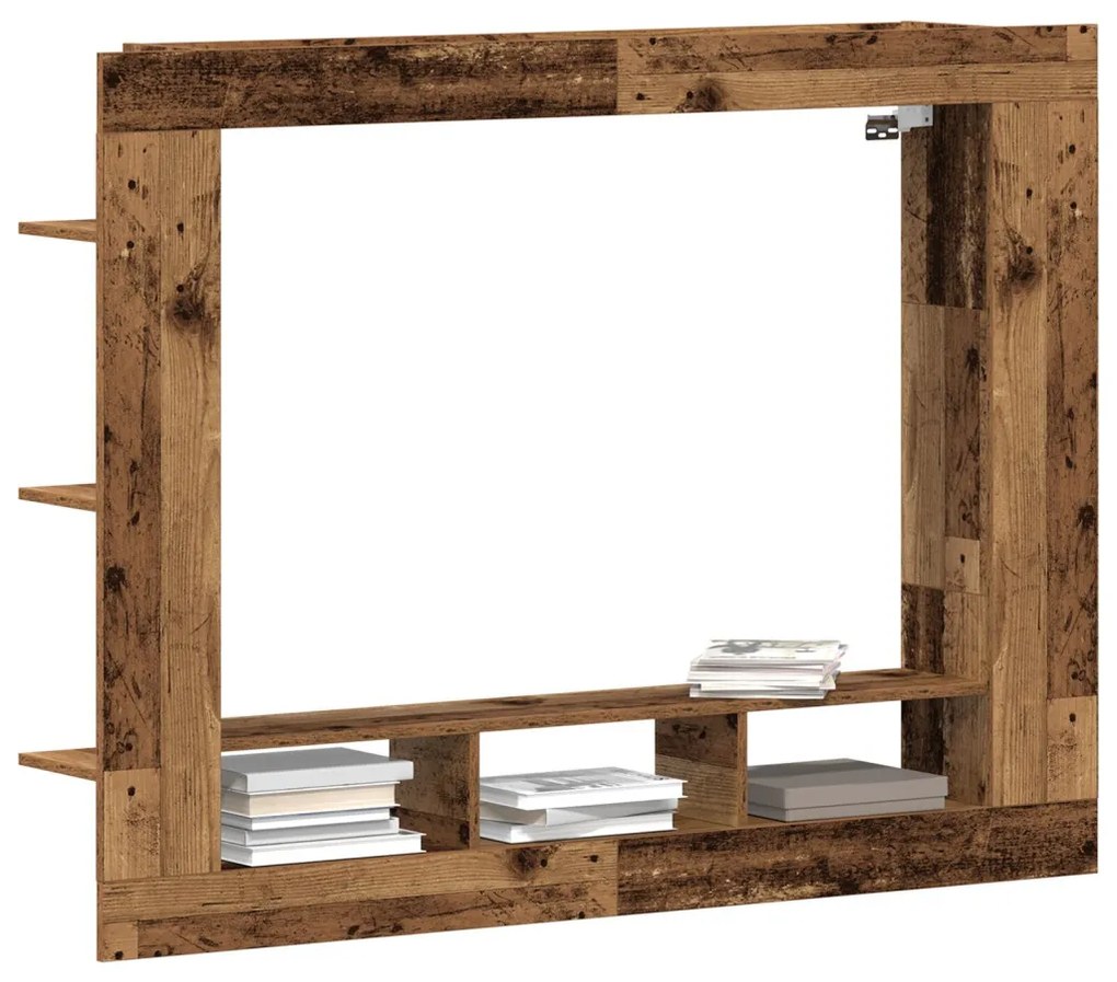 TV szekrény fali elhelyezés, régi fa 152x22x113 cm