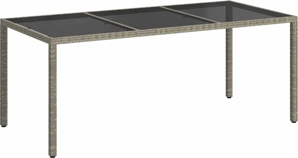 vidaXL szürke polyrattan és edzett üveg kerti asztal 190 x 90 x 75 cm