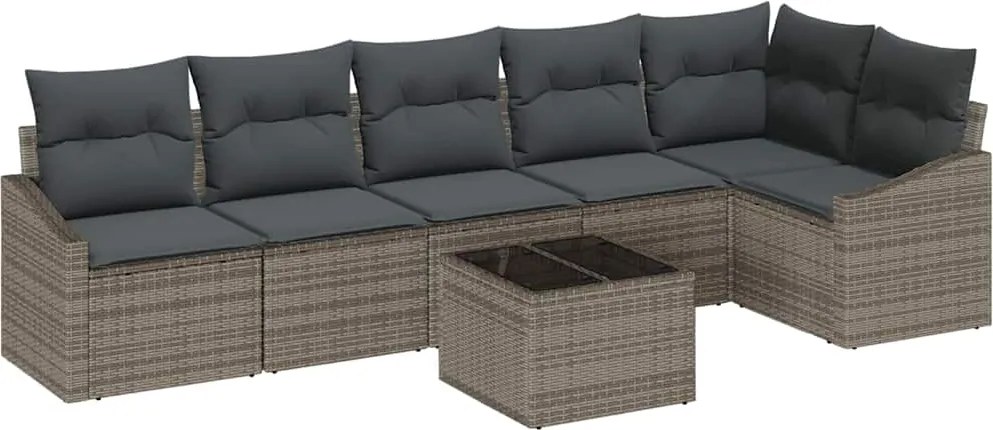 vidaXL Kanapé Szett párnával 7 pcs Szürke polirattan