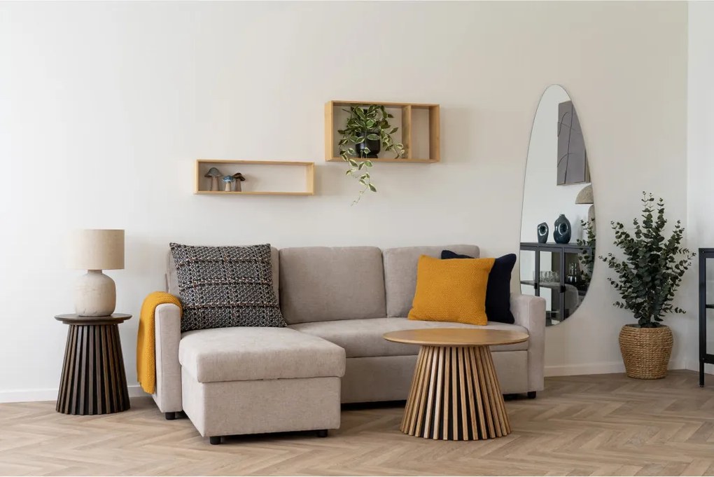 Dohányzóasztal, tölgyfurnér, 70x45 cm, őszi barna