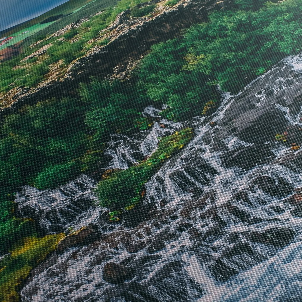 Vízesések képe a természetben (órával) (90x30 cm)
