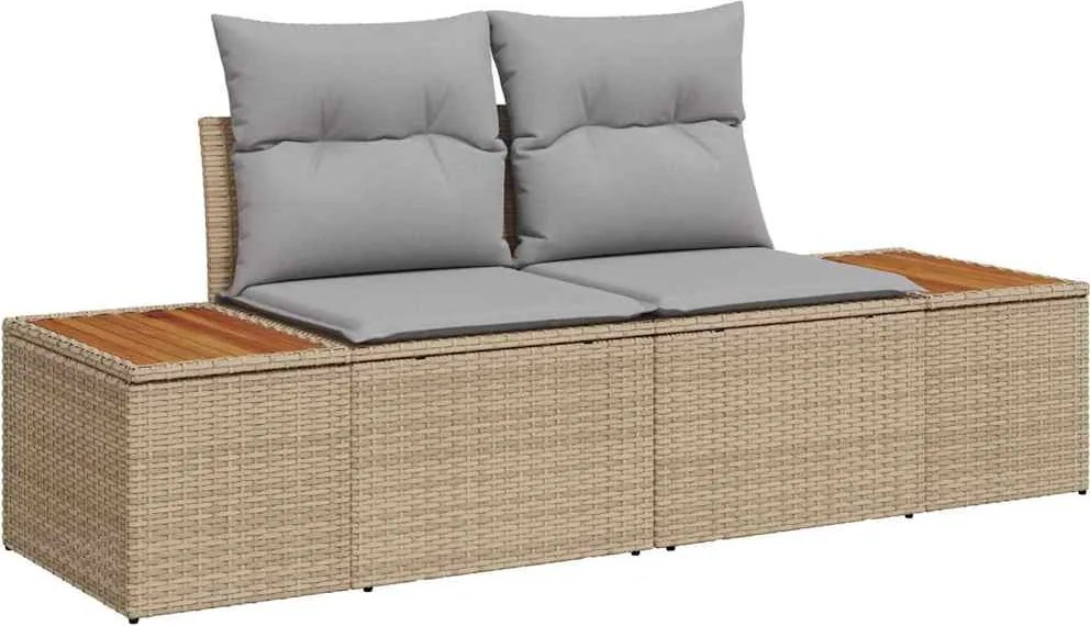 vidaXL Kerti kanapé Bézs 184 x 62 x 85cm polirattan