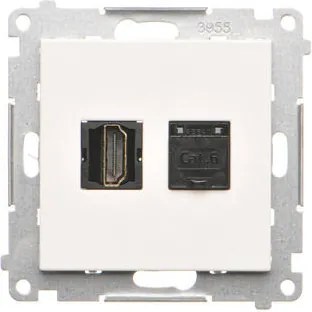 Simon 55 Hdmi aljzat RJ45 számítógépes aljzat kat.6. Fehér matt TGHRJ45.01/111