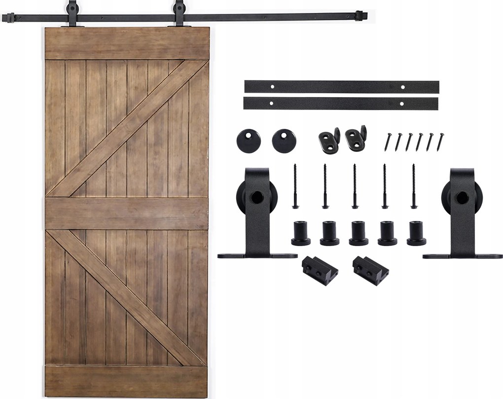 Barn Door tolóajtó rendszer Tömör Fém Sín, 2m "t" minta