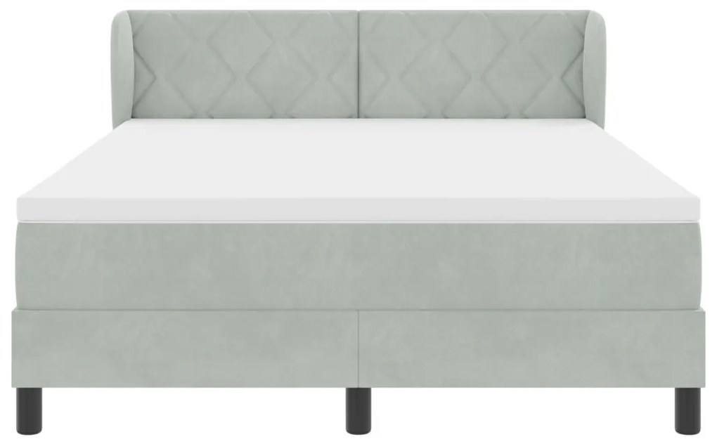 Box spring ágy matraccal, világosszürke, 140x190 cm, bársony