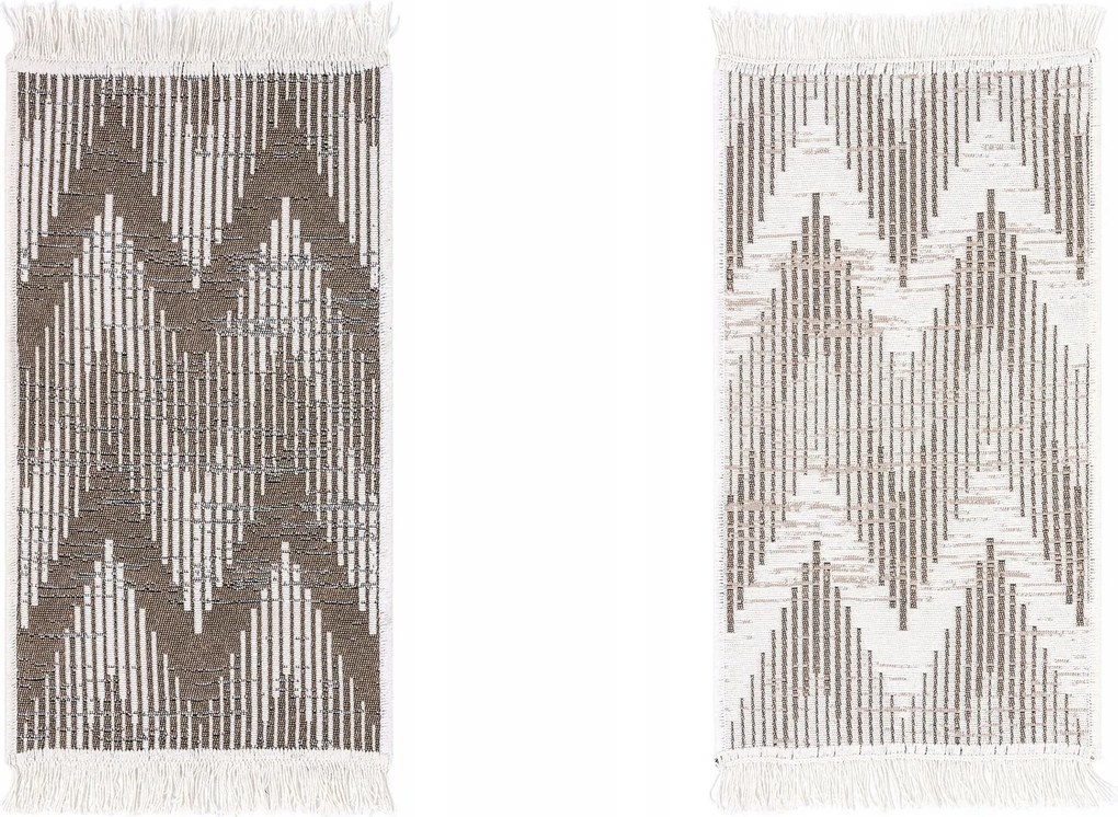 Kétoldalas Szőnyeg Rojtokkal Barna Geometrikus Orient Szőnyeg 40x70cm