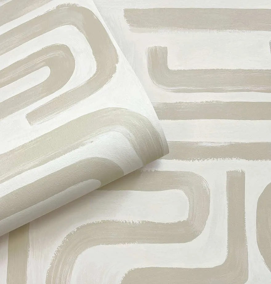 Holden Decor Imaginarium 3 Brushed Geo bézs-taupe geometrikus papír tapéta – 14230