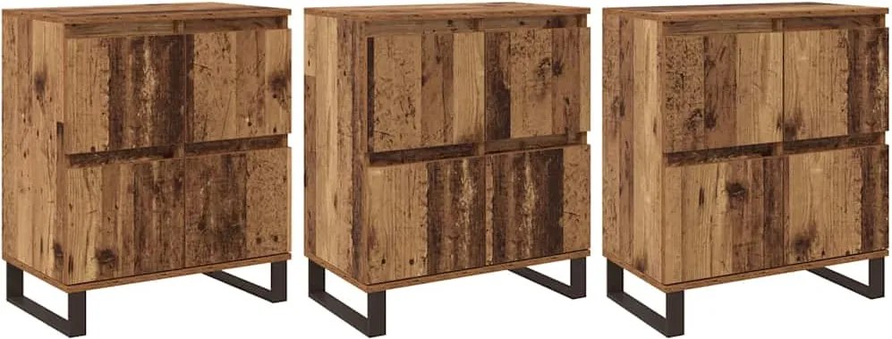 vidaXL Széf 3 pcs Öreg fa 60 x 35 x 70 cm