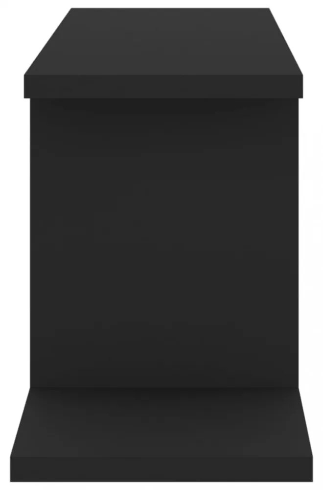 fekete szerelt fa falra szerelhető TV-polc 125 x 18 x 23 cm