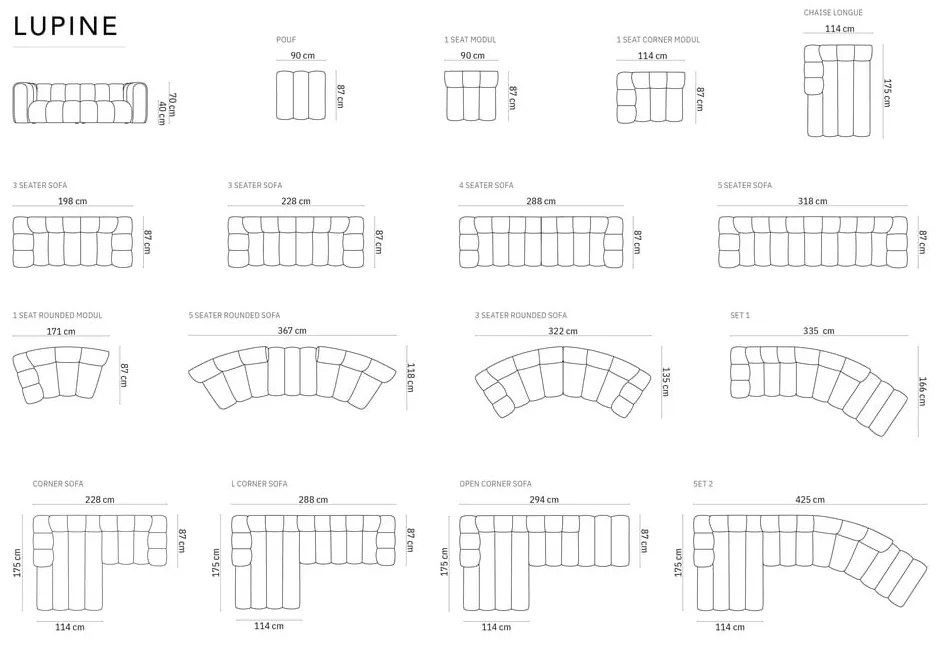 Kék kanapé modul (bal oldali) Lupine – Micadoni Home