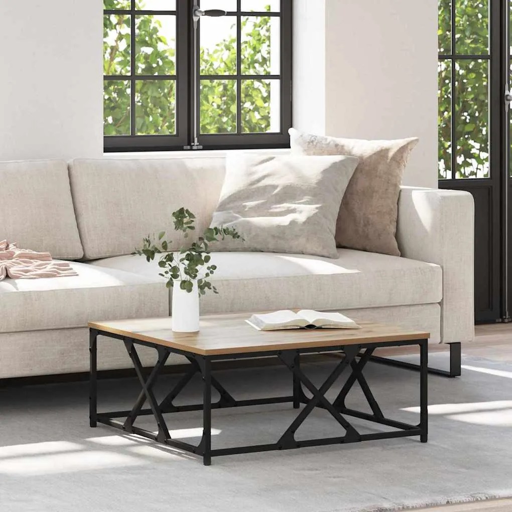 Dohányzóasztal kézműves tölgy 70 x 70 x 30 cm Faanyag