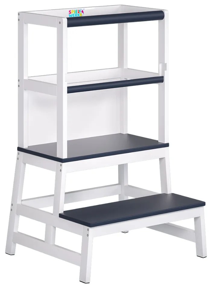 Spielwerk PLAY tanulótorony fenyőfa, 93x56x49cm, fehér/antracit