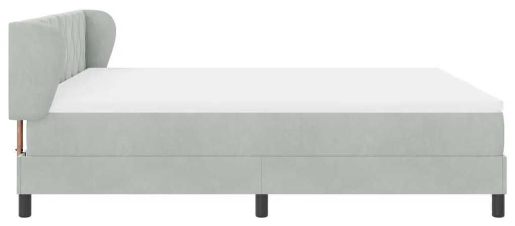 Boxspring Ágy Matrac Világosszürke 180x200 cm, Bársonyos